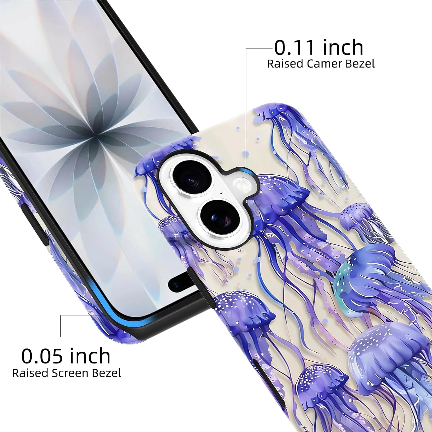 Cute Purple Jellyfish Phone Case for iPhone 17 Magnetic Case 6.3" Compatible with Magsafe, Aesthetic Summer Trendy Ocean Animal Pattern 2-in-1 Cover Shockproof Slim Soft for Women Girls image 5