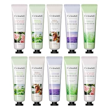 10 Pack Hand Cream Set, Hand Lotion for Dry Skin, 5 Scents, Travel Set | 1 fl.oz Each, Travel Size Hand Lotion, Fast Absorbing Non-Greasy Formula for Dry Hands, Ideal for Work, Travel and Gifting