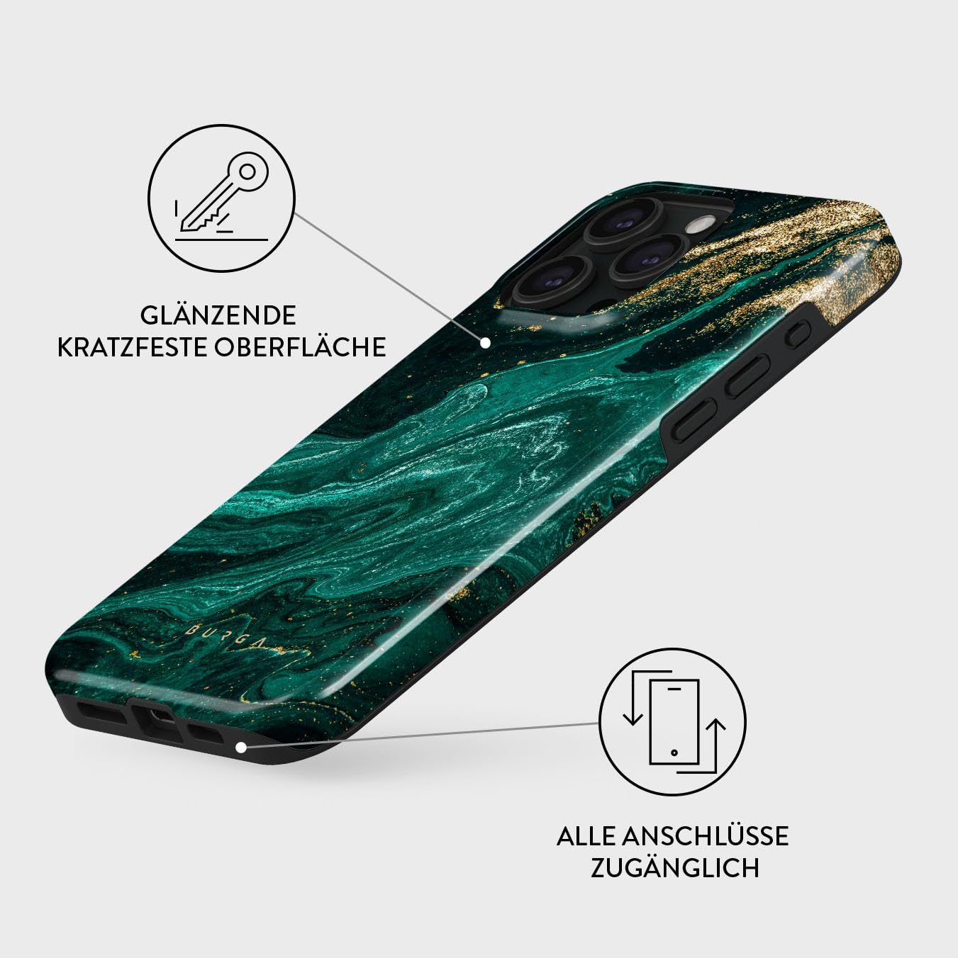 BURGA Handyhülle für iPhone 15 Pro Max – Unisex Hybrid-Schutzhülle mit stoßdämpfendem TPU & kratzfester Außenschale, erhöhter Displayrand, MagSafe-kompatibel, kabelloses Laden, stylisches Design
