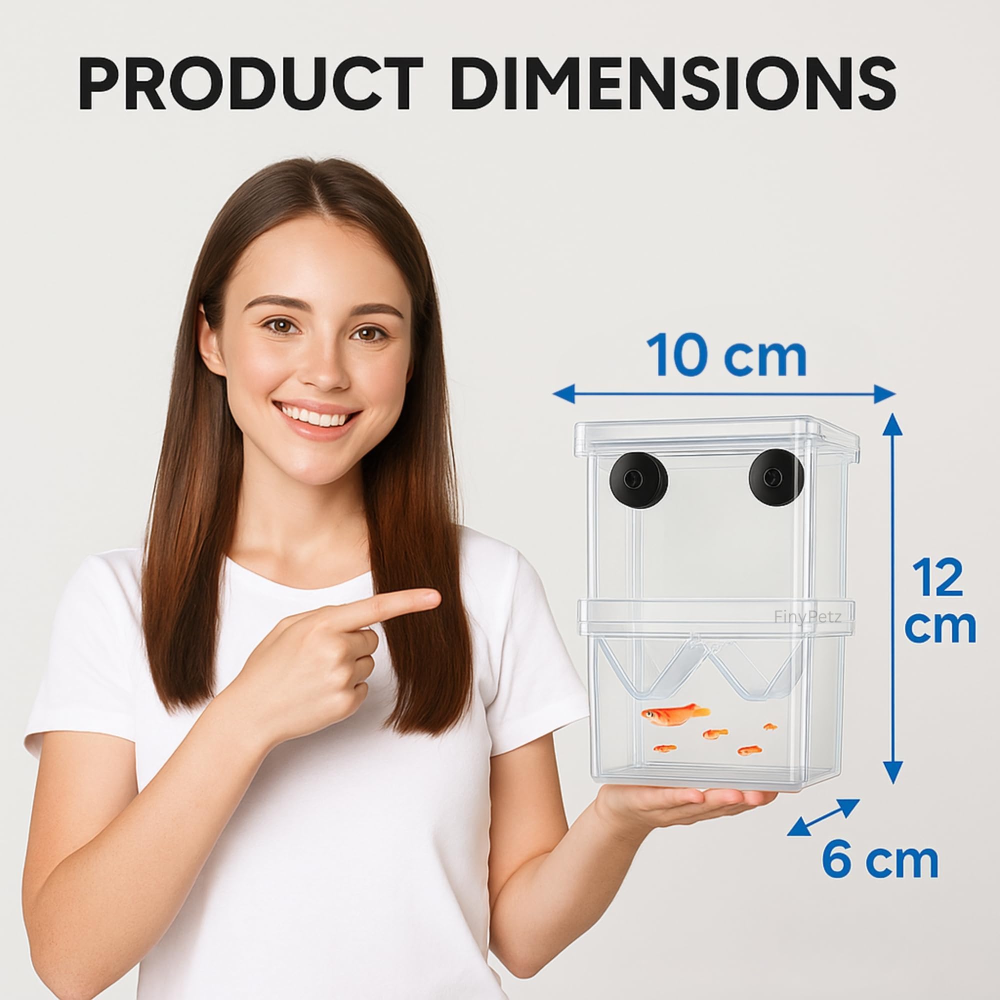 FinyPetz Double Deck Aquarium Breeding Box (Large, 13×10×7 cm) Acrylic Fish Fry Isolation Tank | Strong Suction Cup Breeder Box for Guppy, Molly, Betta | Safe Baby Fish Protection & Quarantine 3