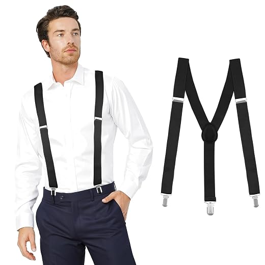 Men's Adjustable Suspenders with Elastic Straps Y-Back,Hiking Suspenders Under Clothes