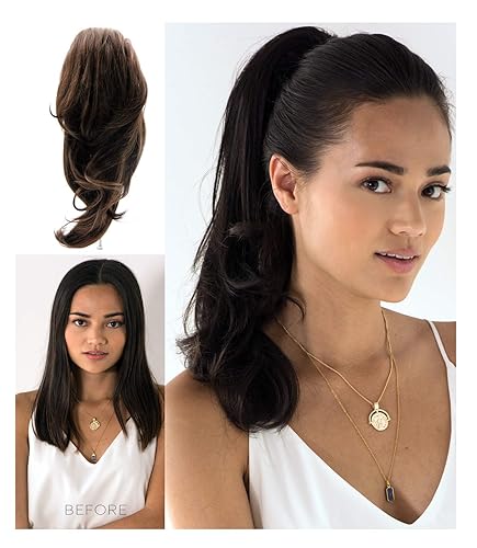 Soho Style Joann S11 - 19 pulgadas Futura mandíbula clip en garra de ponytail extensión cordón postizo, color negro azabache