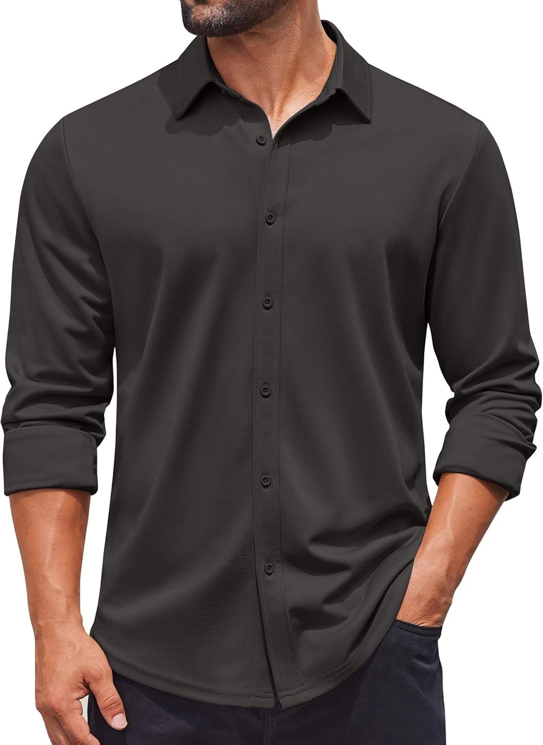 COOFANDY Mens Casual Button Down Shirt Long Sleeve Wrinkle Free Shirts Stretch Dress Shirt