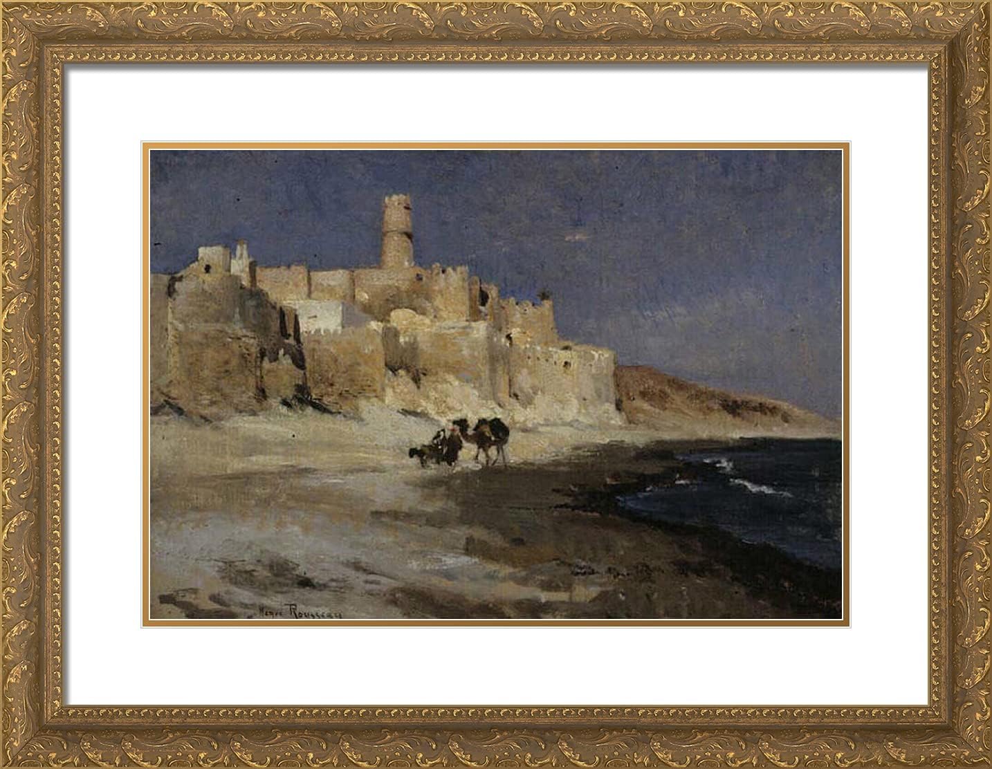 ArtDirect Rousseau, Henri 24x19 Gold Ornate Framed Art Print with Double Matting Titled: Kasbah Monastery