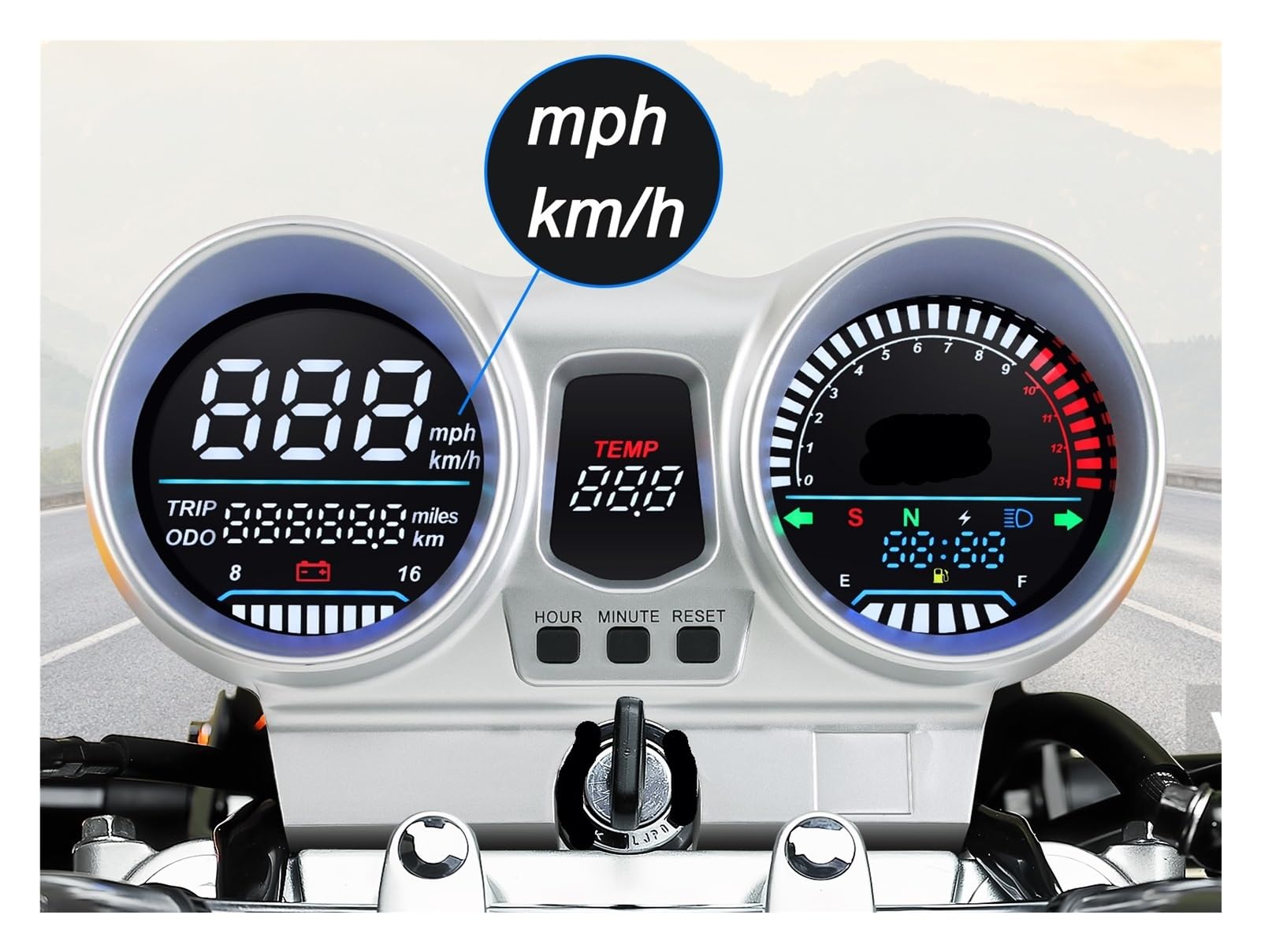 Compteur de Vitesse Digital Moto Compteur De Vitesse Numérique 12 V pour Moto, Tachymètre, Odomètre, Tableau De Bord pour CBX250 CBF250 pour Twister 2001-2008