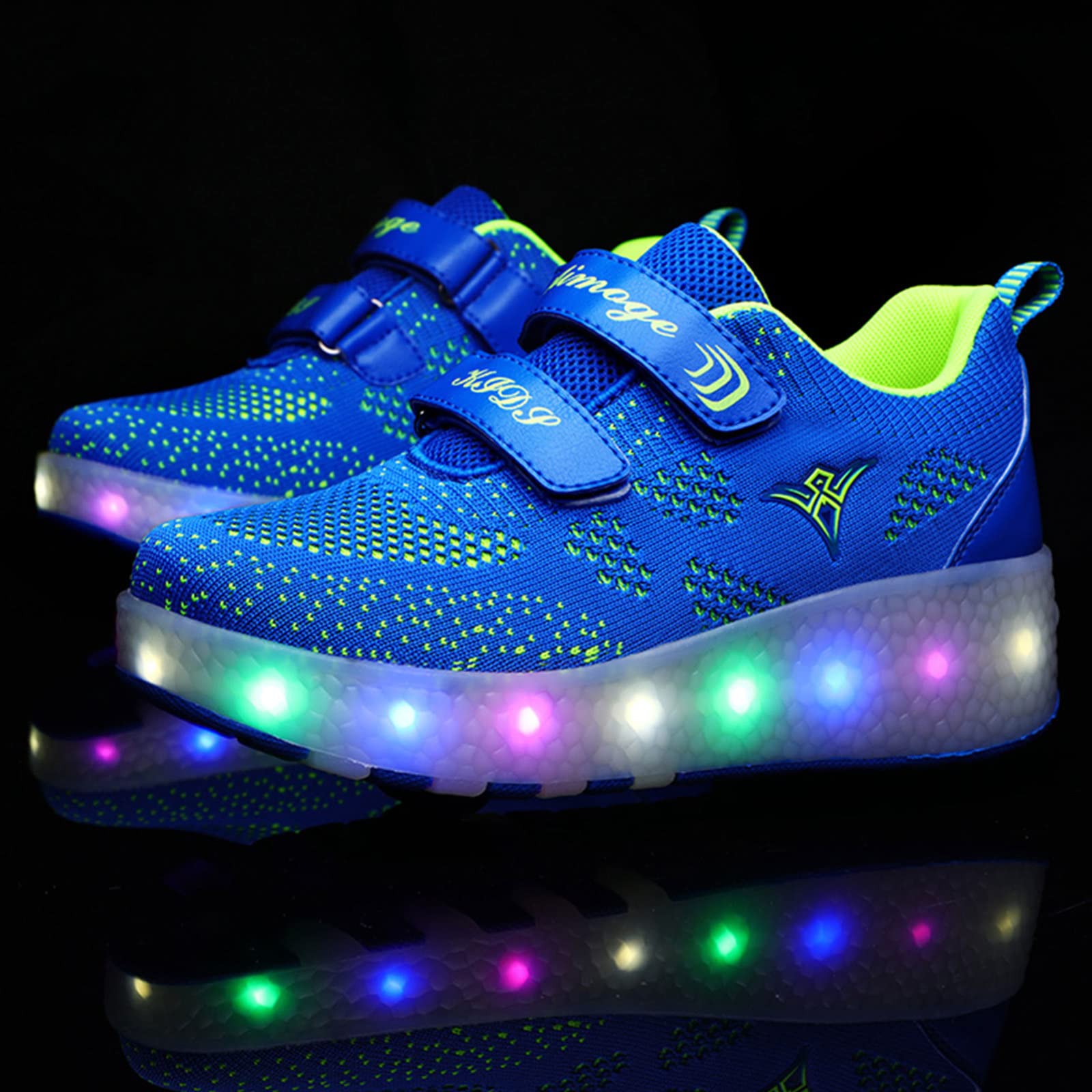 XAQA LED Light Up Roller Skate Shoes For Kids - Transformable Sneakers With USB Charging Wheels