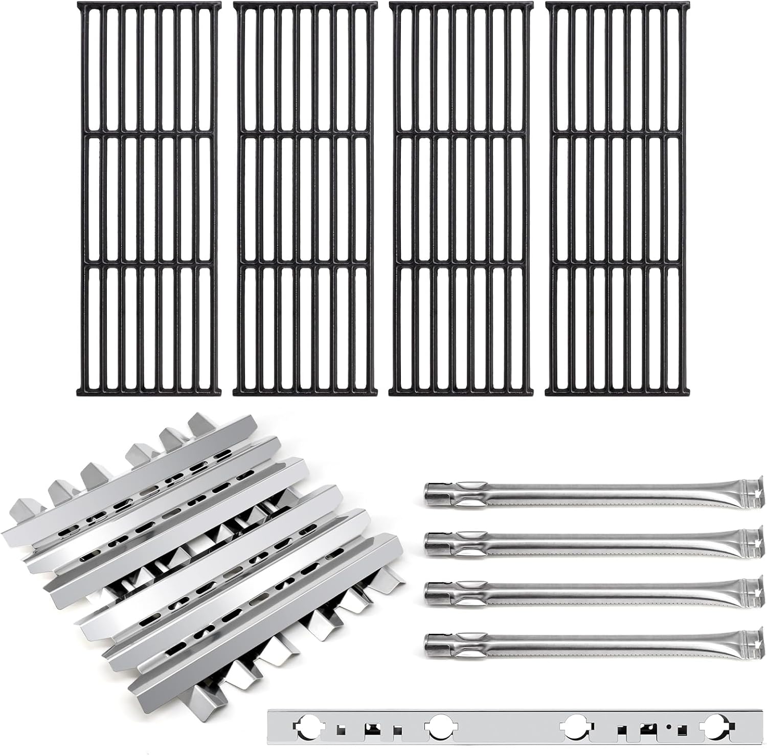 Criditpid Barbecue Replacement Parts for Broil-Mate 7120-64 Grills, Stainless Steel Heat Plate Shields, Burner Tubes, Cross-Over Burner & Grill Grates for Huntington Rebel 6020-64 6023-89 Gas Grills