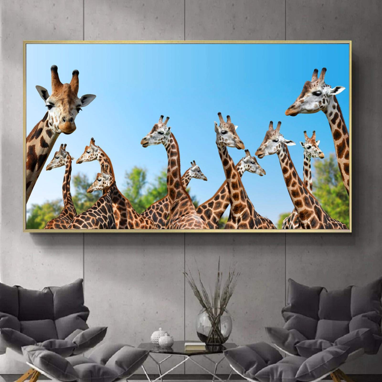 Żyrafa sztuka ścienna plakaty i wydruki dzika przyroda zwierzęta obrazy na płótnie obrazy ścienne salon dekoracja domu mural 70 x 140 cm bez ramy
