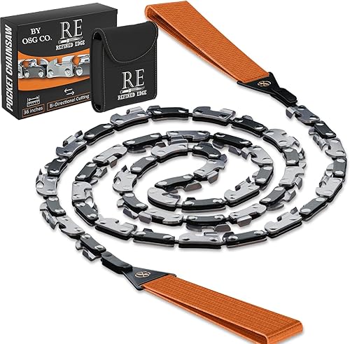 Miniatura 7 de Sierra de cadena de bolsillo premium de 36 pulgadas, 48 dientes con bolsa, sierra de mano, sierra de alambre, sierra de campamento, sierra de