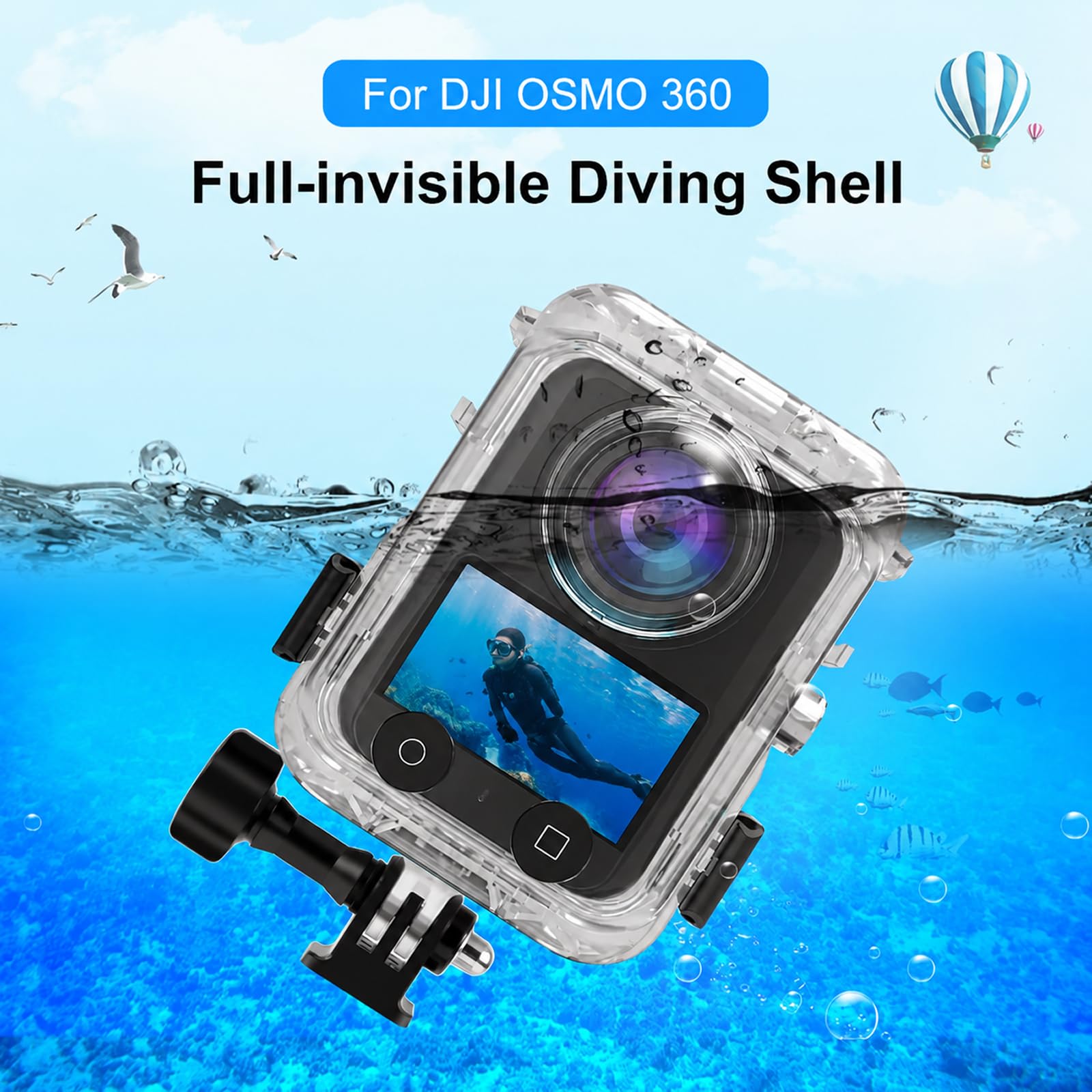 DJI Osmo 360 Niewidoczne etui do nurkowania, wodoszczelne, 40 m, do nurkowania, do fotografii nurkowej