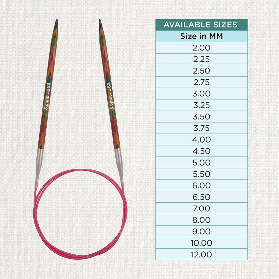 KnitPro 50 cm x 5 mm Symfonie Fixed Circular Needles, Multi-Color