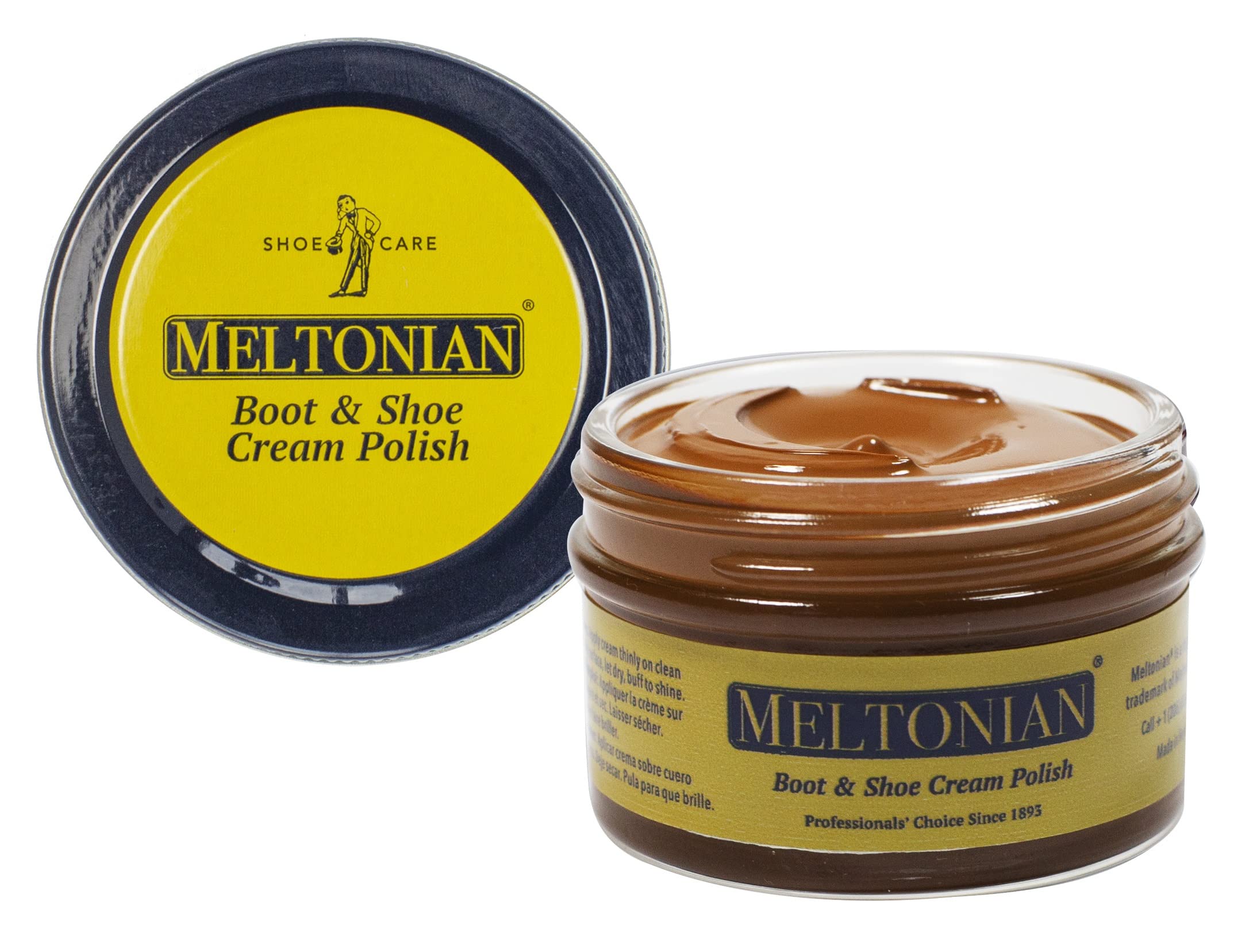 Meltonian Cream | Quality Shoe Polish for Leather and Leatherette (Synthetic) | Use on Boots, Shoes, Belts, Gloves, Purses and Accessories | Leather Conditioner | 1.7 OZ Jar