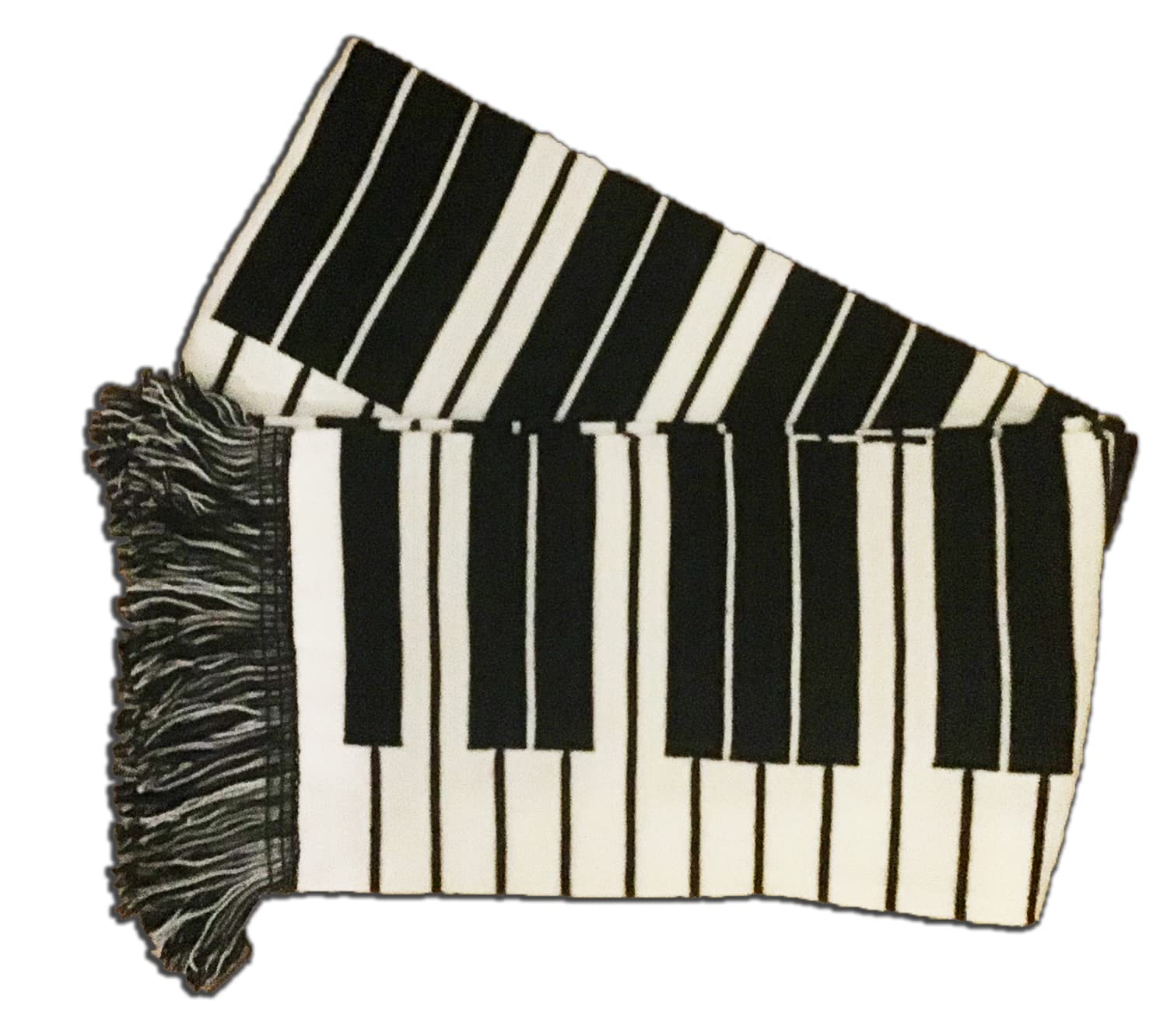 White and Black Piano Keyboard Winter Scarf