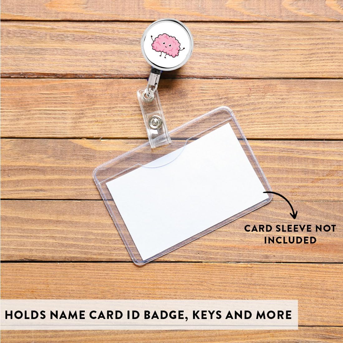 Andaz Press Retractable Badge Reel Holder with Clip, Heavy Duty Metal Name Tag Retractable ID Key Belt Clip Brain, Funny Cartoon Animated Organs Anime Nurse Doctor ER Work Gift