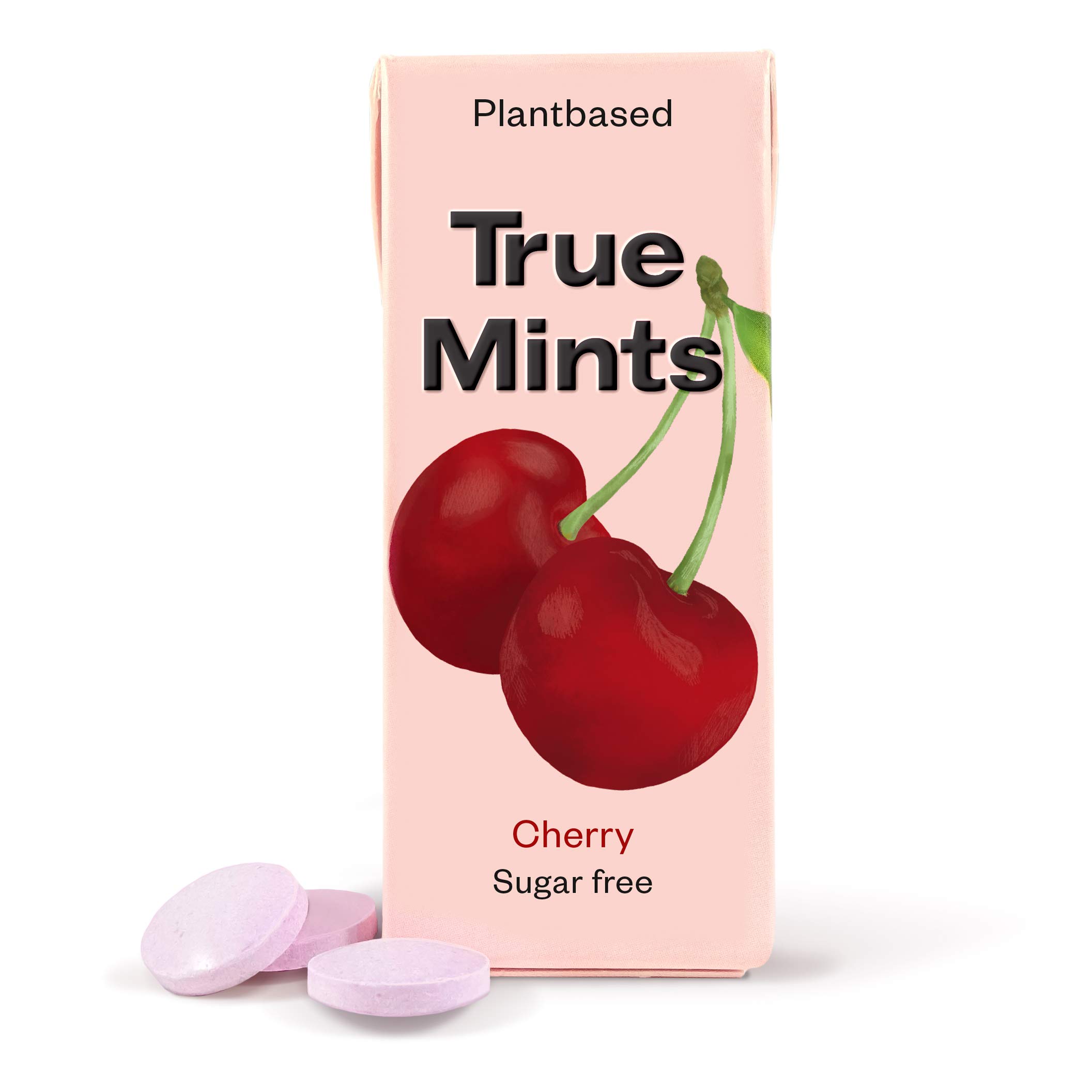 True Mints Caramelos Veganos Sabor Cereza Pack 18 Cajitas Sin Azucar Aromas Naturales