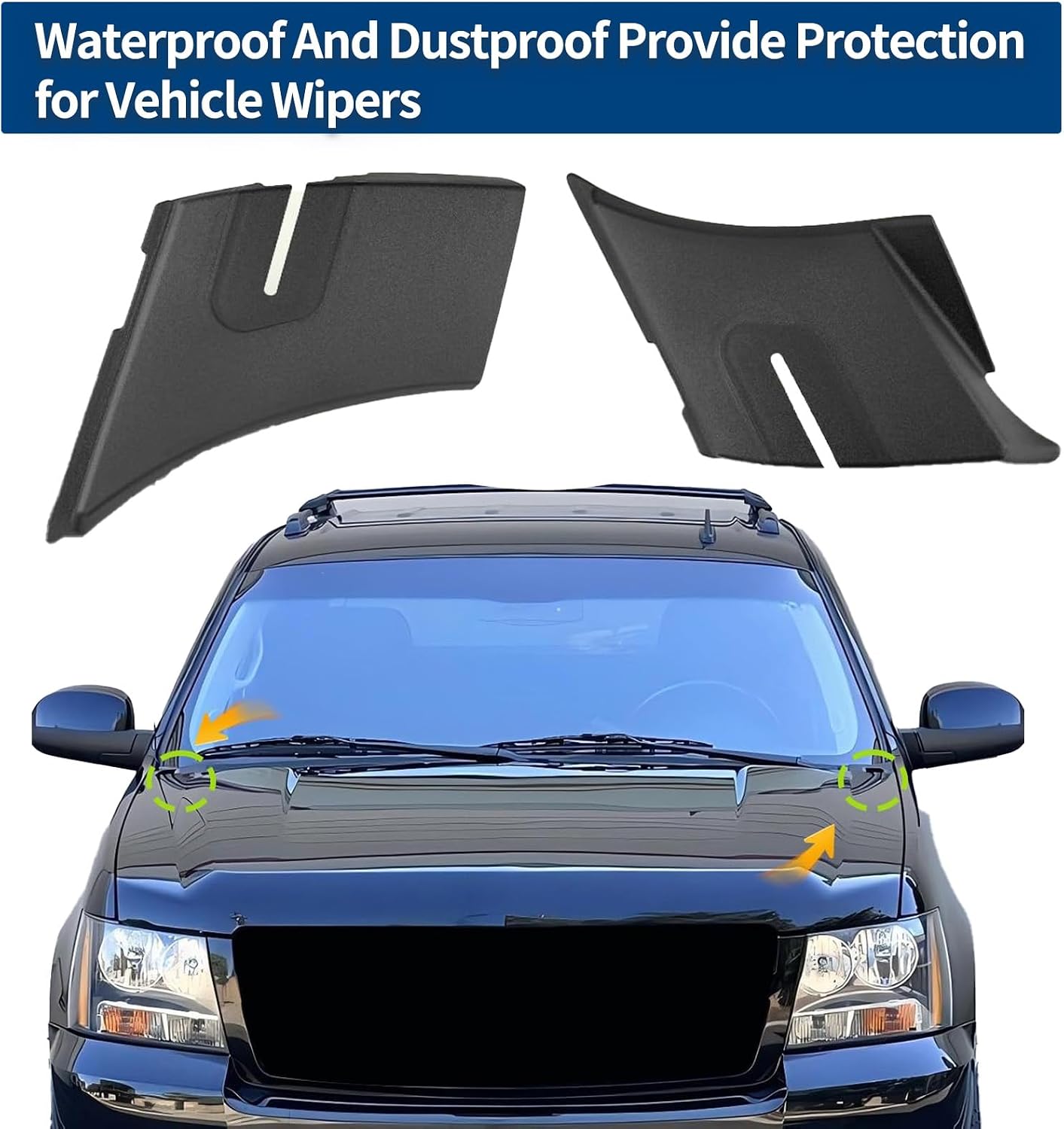 Windshield Wiper Cowl End Compatible with S-uburban Tahoe G-MC Yukon XL C-adillac Escalade ESV 2007-2014 Air Inlet Grille Panel Pair Fit for C-hevy Avalanche 2007-2013 25820729 25820730