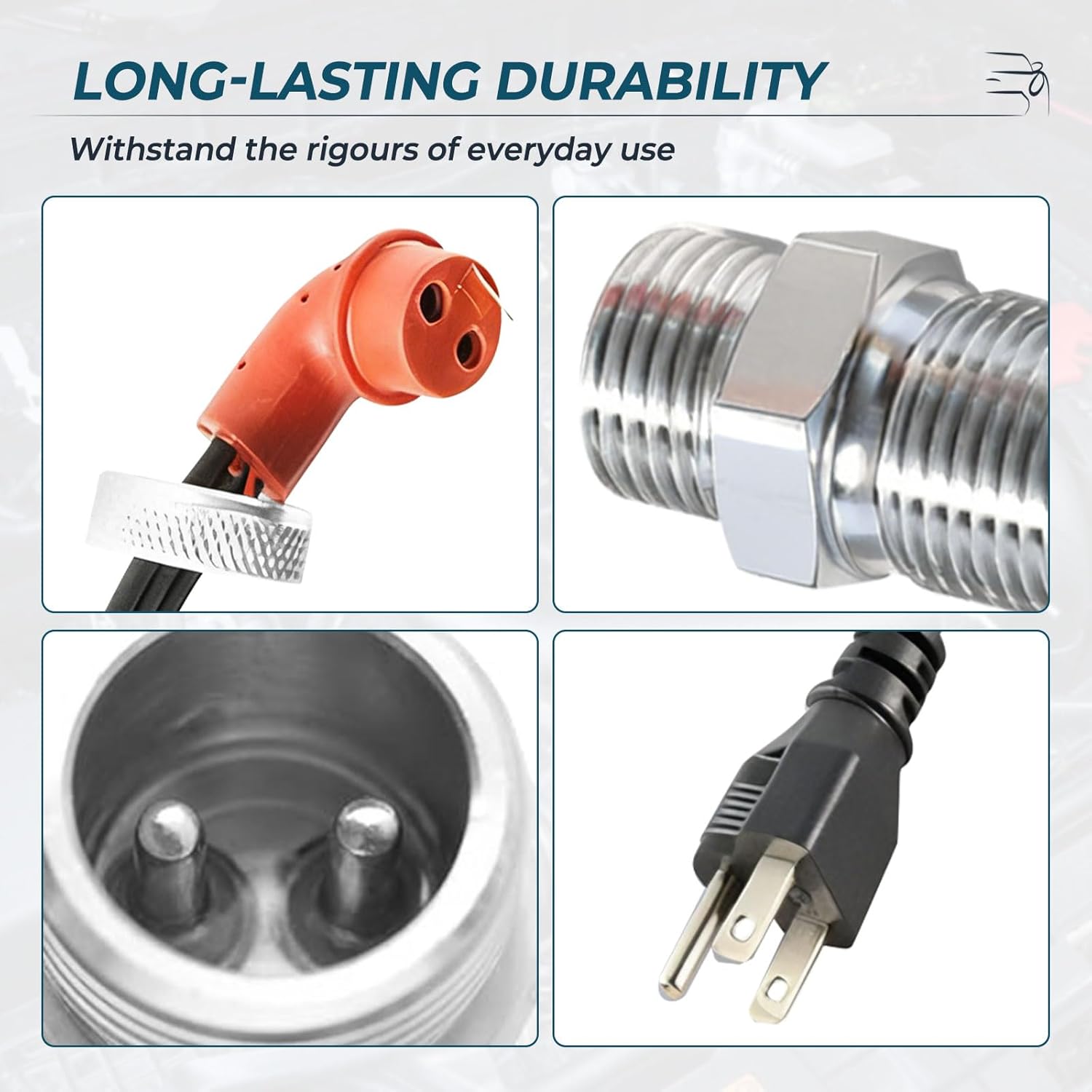 F7TZ-6A051-AA Engine Block Heater Replacement for Ford 1995-2003 F-250 F-350 7.3L Powerstroke Diesel, 120V 1000W 3/4" NPT Thread, Heating Element & Power Cord Kit