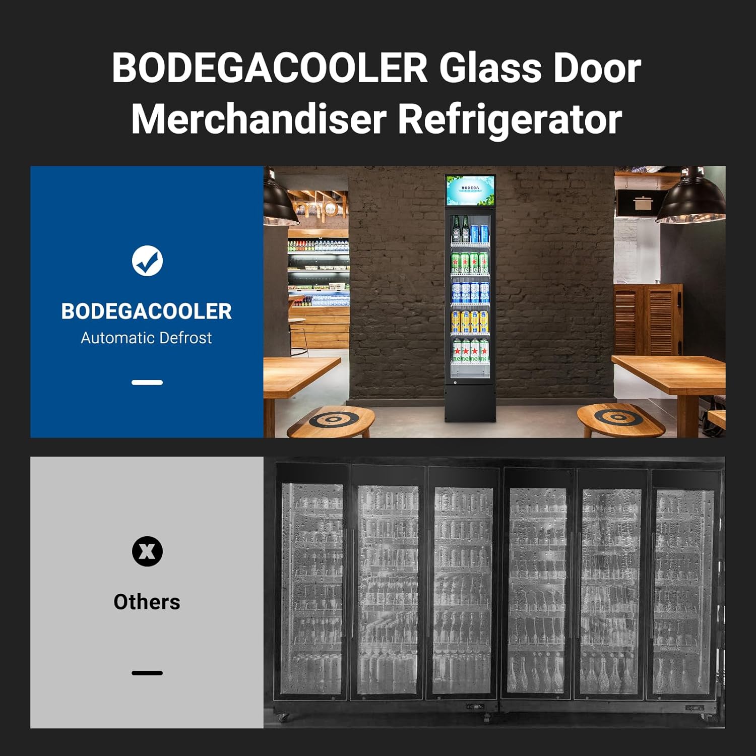 BODEGACOOLER Commercial Merchandiser Refrigerator, Glass Door Commercial Beverage Refrigerator, Beverage Display Cooler with Soft LED Light and Adjustable Shelves, 5.7 Cu. Ft. Single Swing Door, Black
