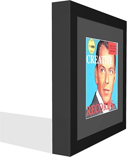 Miniatura 3 de Creative Picture Frames Marco de registro de una sola cubierta de 7 x 7 pulgadas con paspartú negro para exhibir 7 pulgadas y 45 rpm con funda de