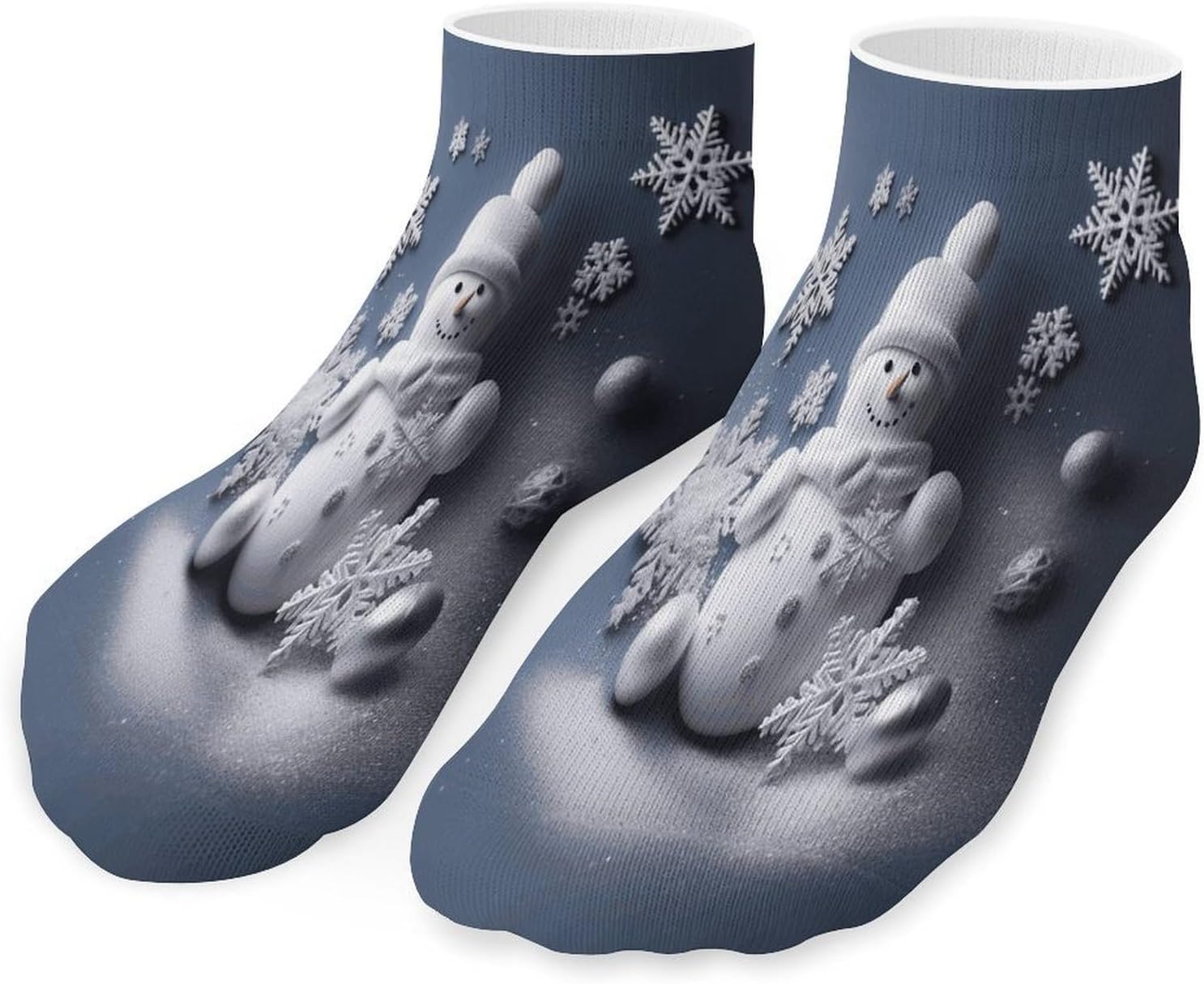 Snowman Stars And Snowflakes Ankle Socks for Men Women 5 Pairs