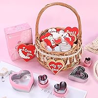 Vista 2 de Juego de 9 cortadores de galletas de acero inoxidable con forma de corazón, para pasteles, galletas