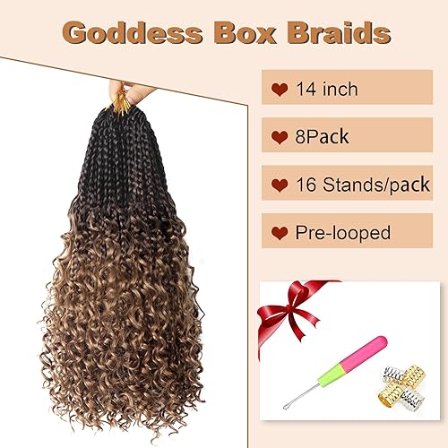 Vista 48 de Goddess Box Braids Crochet Hair With Curly Ends 18 Inch Bohomian Box Braids Crochet Braids 8 Packs 3X Crochet Braids Synthetic Braiding Hair 1B-4-30