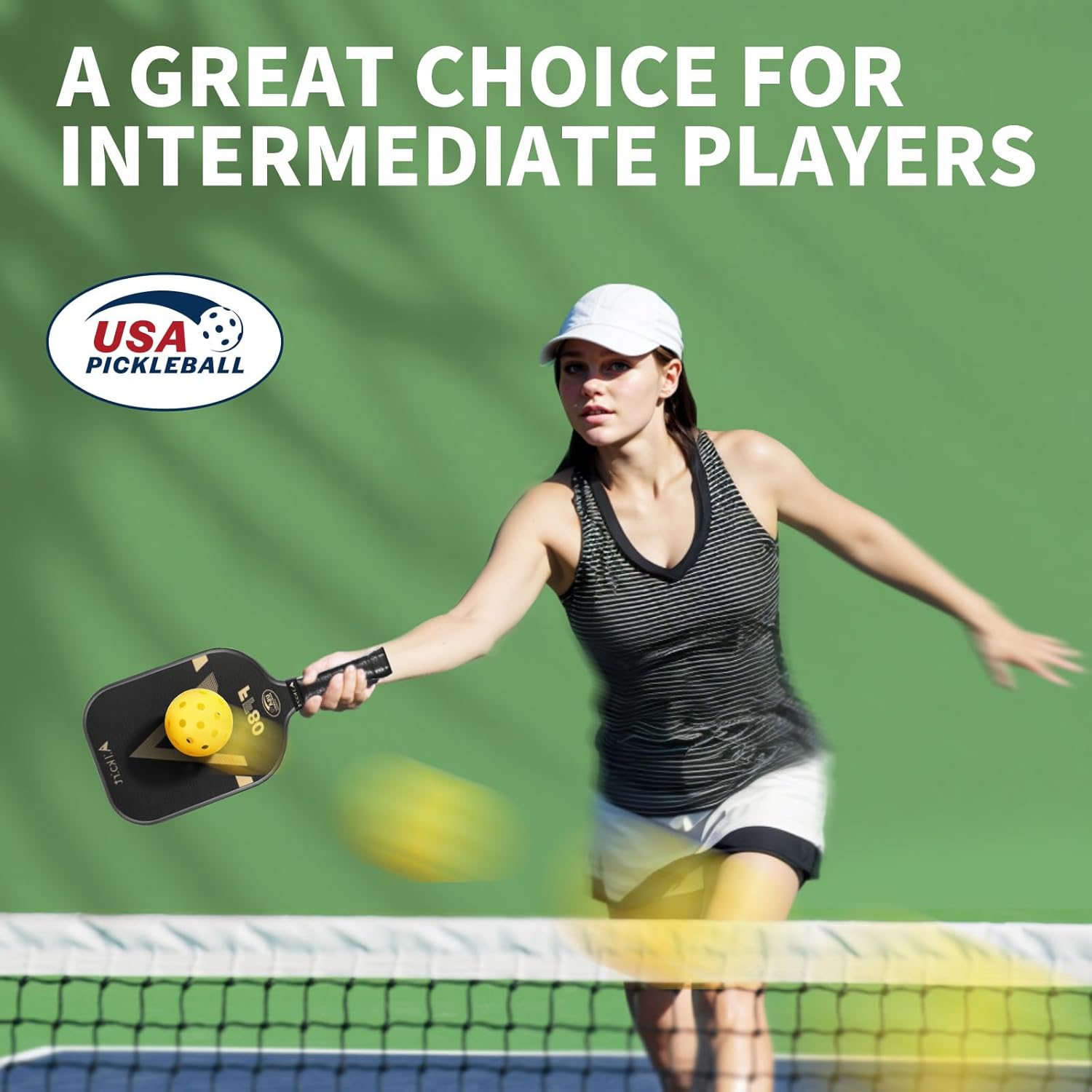 Pickleball Paddle USAPA Approved - Thermoformed Fiberglass Pickleball Paddle with Expanded Polystyrene (EPS Core) Designed for Great Spin Power & Control