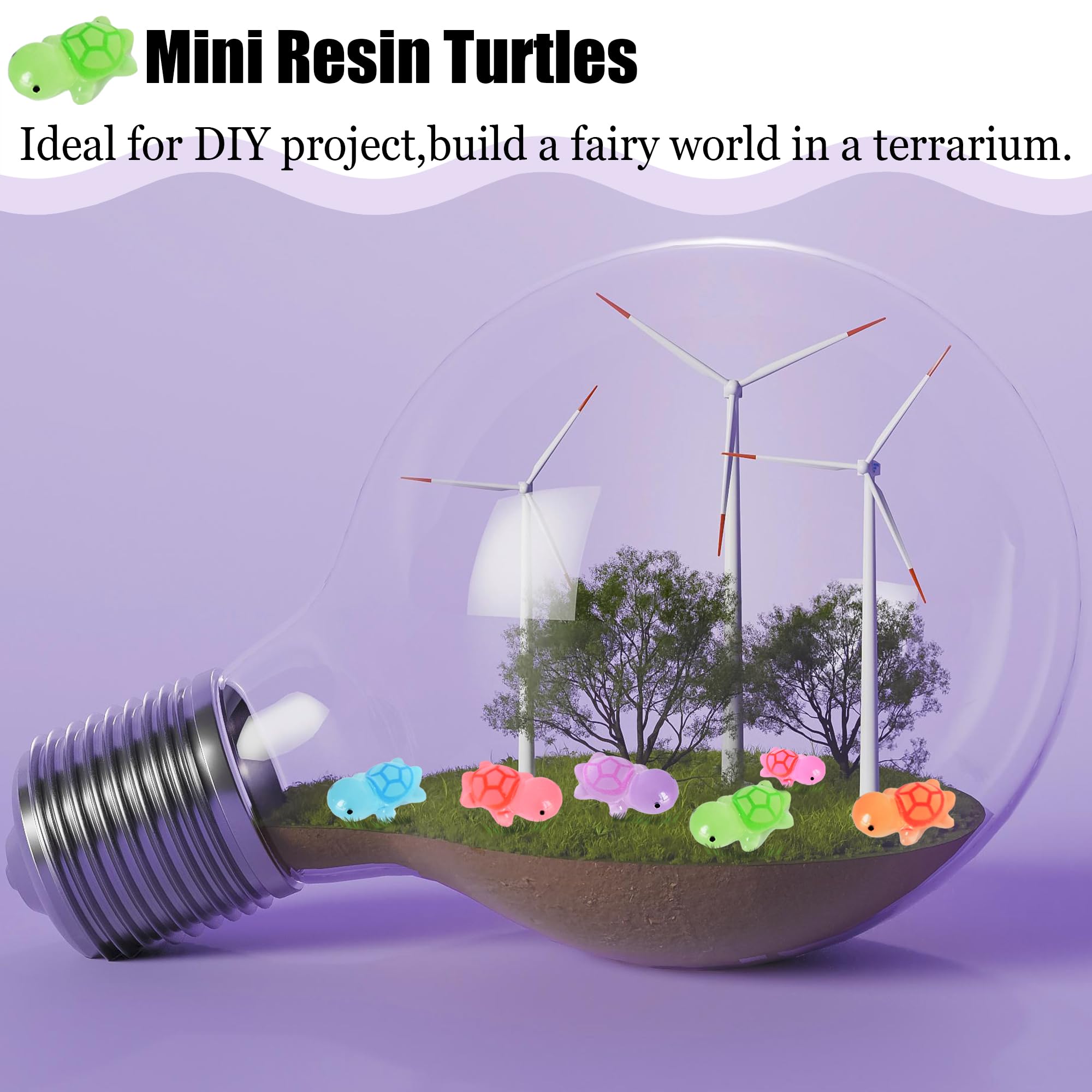 FOIMAS Mini-Schildkröten Zum Basteln & Dekorieren – 60 Stück, Leuchten Im Dunkeln, 6 Farben, Perfekt Für Garten, Party & DIY