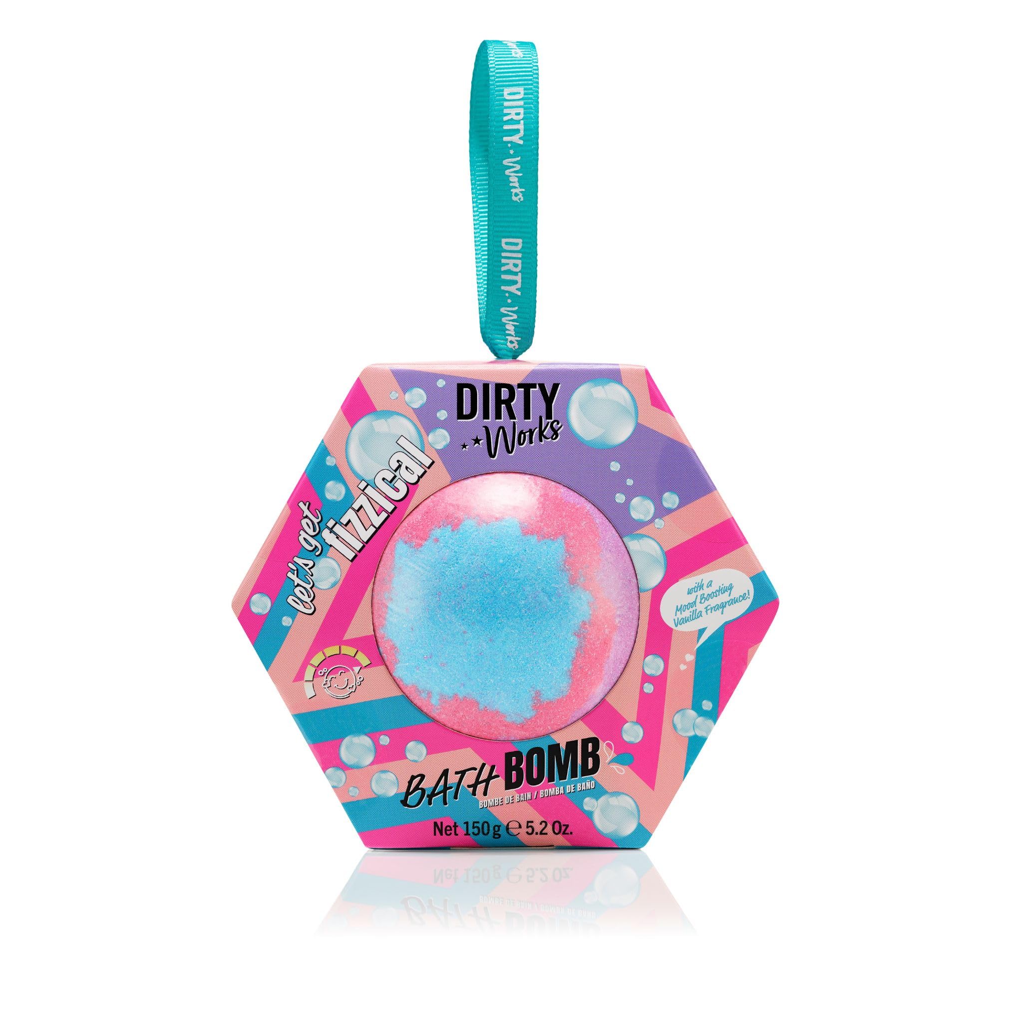 Dirty Works Let’s Get Fizzical Bath Bomb 150g – Colourful Fizzy Bath Treat with Mood-Boosting Fragrance – Refreshing & Scented Bath Bomb for Relaxation and Soft Skin