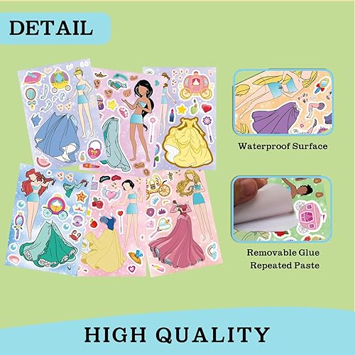 Miniatura 6 de 40 piezas de calcomanías para hacer tu propia princesa, regalos de fiesta de cumpleaños de princesa para suministros de fiesta de cumpleaños de
