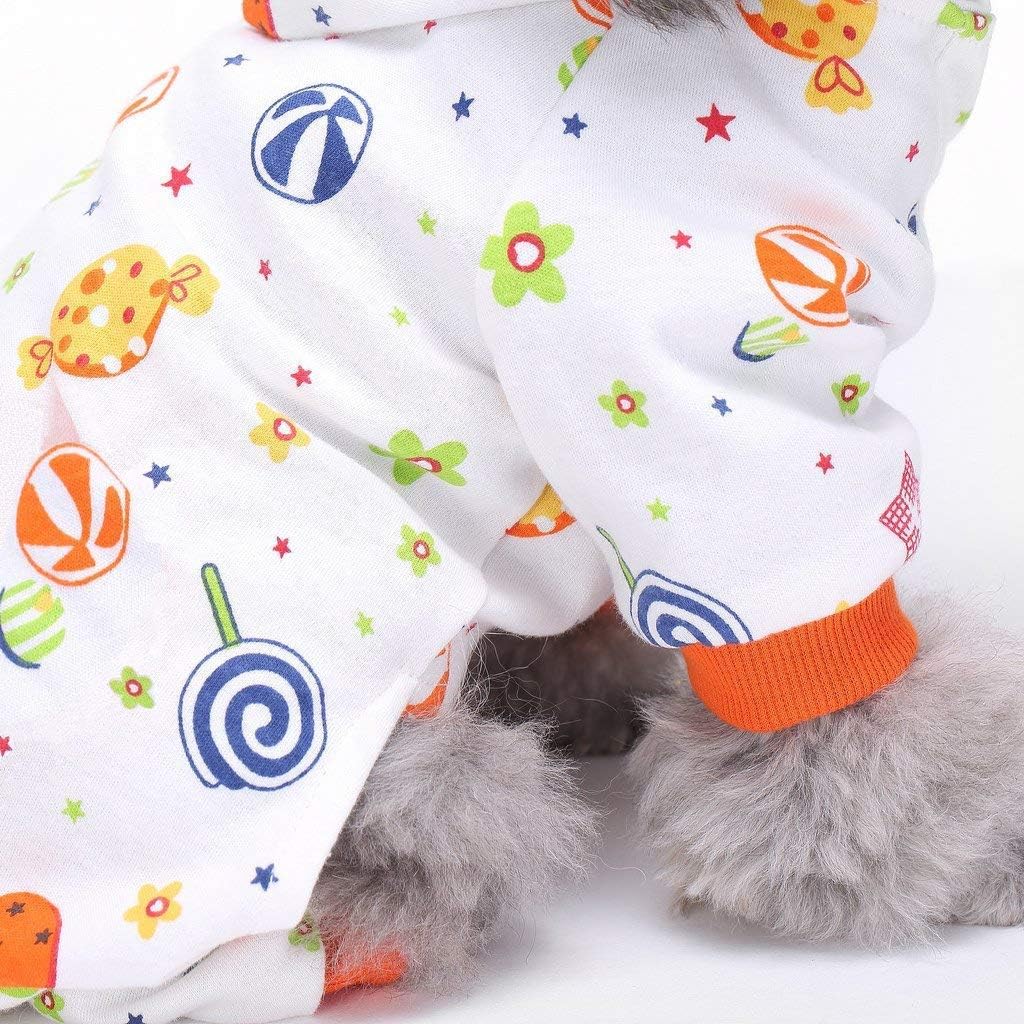S-Lifeeling Dog Pajamas Costumes for Indoor Outdoor Turtleneck Love Pattern Comfortable Puppy Pajamas Soft Dog Jumpsuit Shirt Best Gift 100% Cotton Coat for Medium and Small Dog