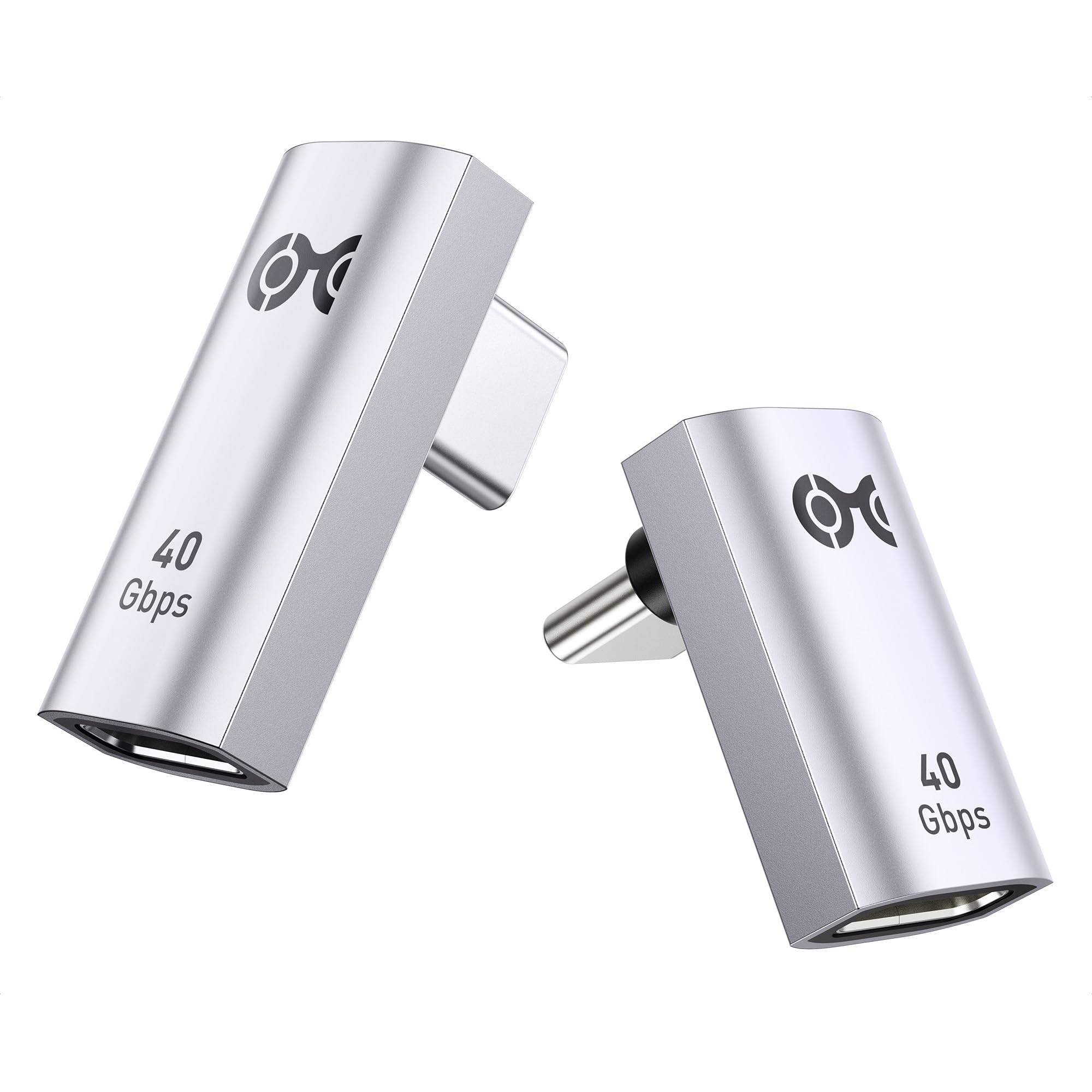 Cable Matters Kombi-Pack 40 Gbps USB C winkelstecker Vertikale, 90 Grad Adapter Kit mit 240W PD (USB C 90 Grad Adapter) in Schwarz – kompatibel mit Ports Thunderbolt 4, USB4 und Thunderbolt 3