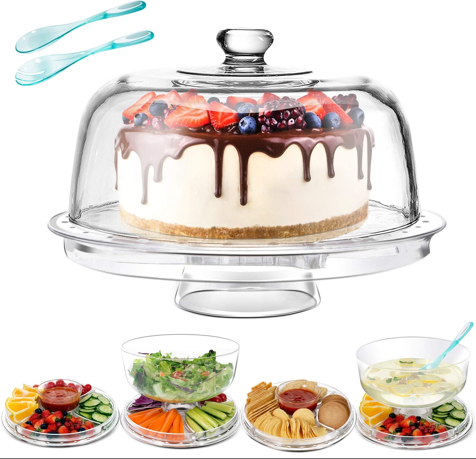 Assiette à Gâteau / Bol à Punch Peint à La Main – Motif Rose Cabbage Rose/noir/blanc (USA)
