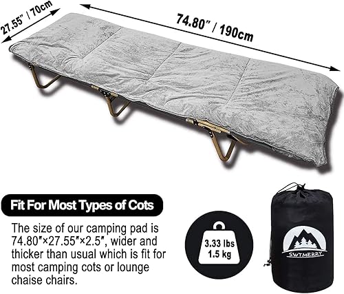 Miniatura 2 de Almohadillas para cuna (75 x 28 pulgadas) con correas elásticas portátiles para exteriores y senderismo, algodón suave y grueso, impermeable