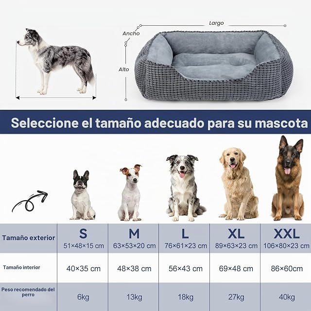 Foto 7 de 8 de JOEJOY Cama Perro Grande, Cama para Perros Lavable, Antideslizante para Medianos y Grandes para Perros y Gatos