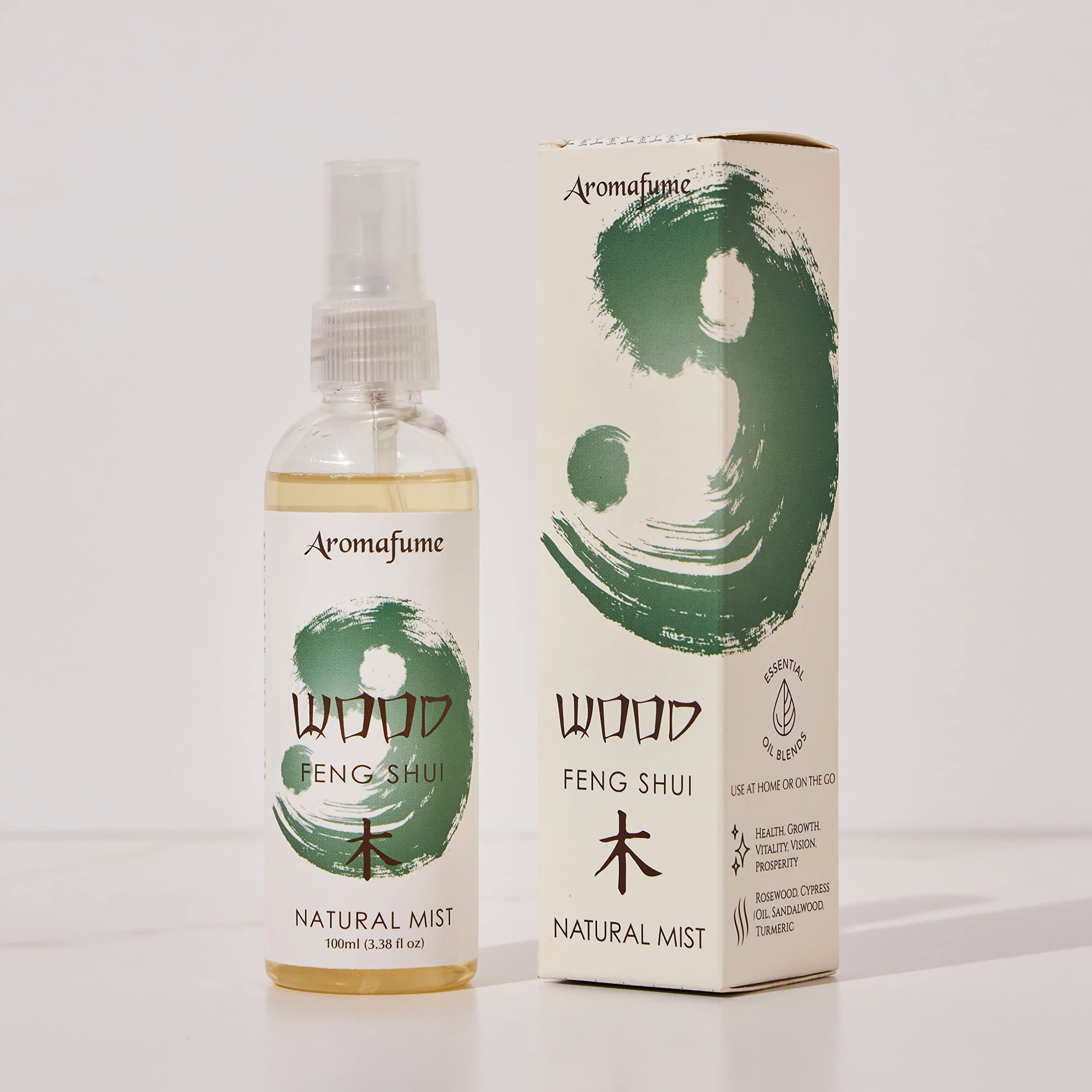 Wood Element - Feng Shui Natural Mist by Aromafume | 100 ml/ 3.3oz | Create Better Feng Shui | Balance the Wood Element | Induce Vitality, Vision, Prosperity | Non-Toxic & Vegan