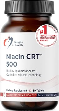 Designs for Health Niacin 500mg - Niacin CRT Vitamin B3 Nicotinic Acid, Controlled Slow Release Tablets to Help Minimize Flush - Non-GMO, Gluten Free Supplement 60 Tablets