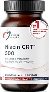 Designs for Health Niacin 500mg - Niacin CRT Vitamin B3 (Nicotinic Acid), Controlled Slow Release Tablets to Help Minimize Flush - Non-GMO, Gluten Free Supplement (60 Tablets)