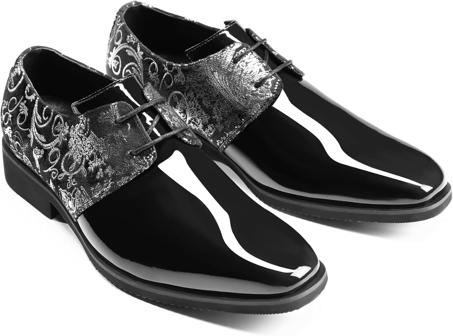 AUSTIN MILL Men's Dress Shoes Classic Patent Velvet,Tuxedo Shoe for Men,Non Slip Lace up Oxford for Wedding Prom Party Dance Business