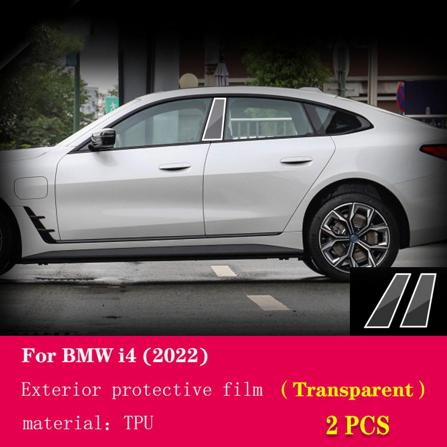 JCAKES Car Exterior Car Window Pillar Anti-Scratch Transparent TPU Protective Film Anti-Scratch Repair Film Accessories ，for BMW i4 2022