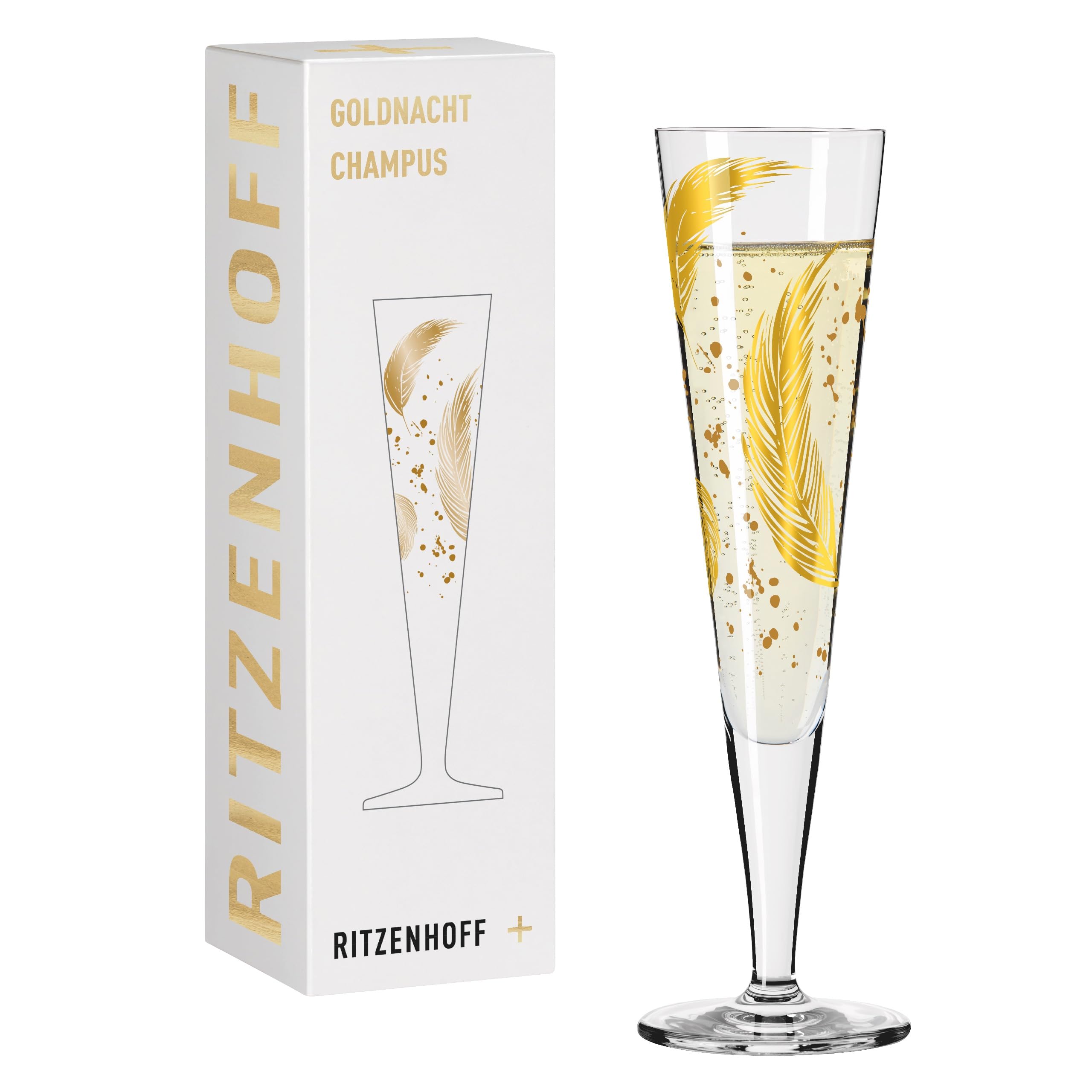 RITZENHOFF Goldnacht No. 42 1071042 Champagne Glass 200 ml Designer Item with Real Gold Made in Germany