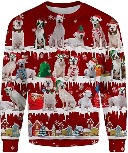 Sudadera de Navidad personalizada para perros para hombres y mujeres, sudadera de Navidad 3D a todo color, con nombre personalizado de perro 3D