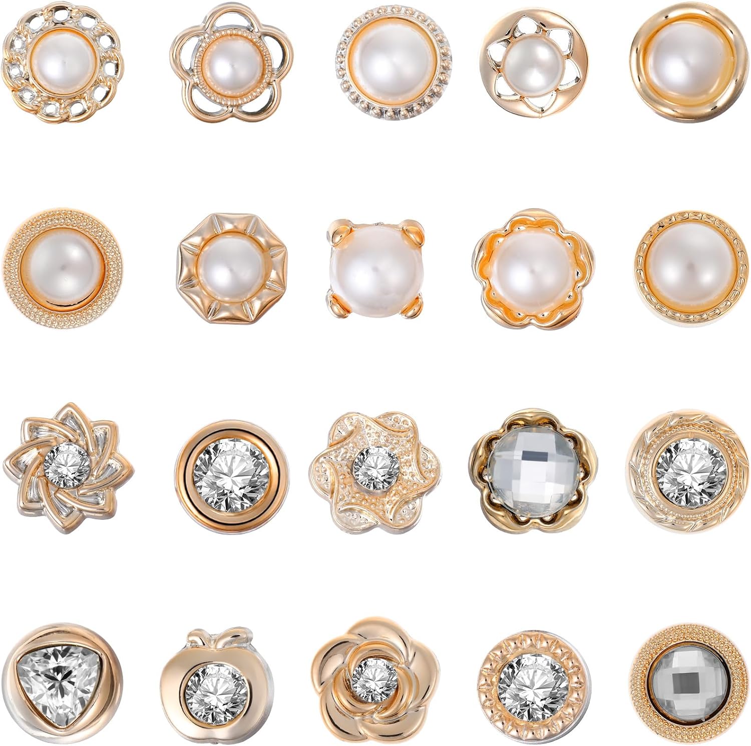 VILLCASE No Sew Shirt Brooch Buttons 40Pcs Decorative Safety Button Pins for Clothes Pearl Rhinestone Fixed Button Covers for Anti-Exposure and Fashion Enhancement
