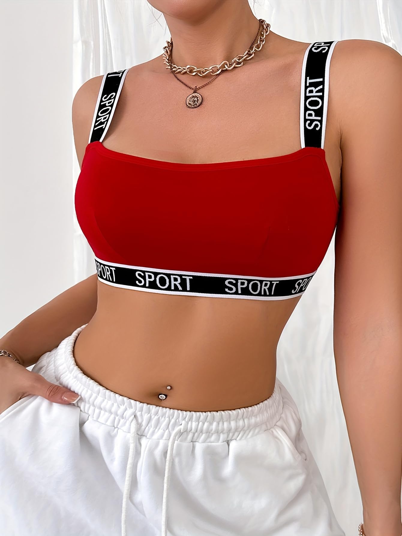 Sports Bras for Women No Padding Basic Wireless Racerback Bra with Wide Strap Workout Yoga Bra