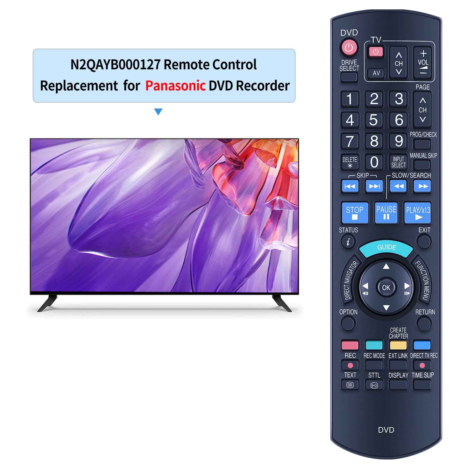 Suitable for Panasonic DVD Recorder N2QAYB000127 Remote Control - Image 2
