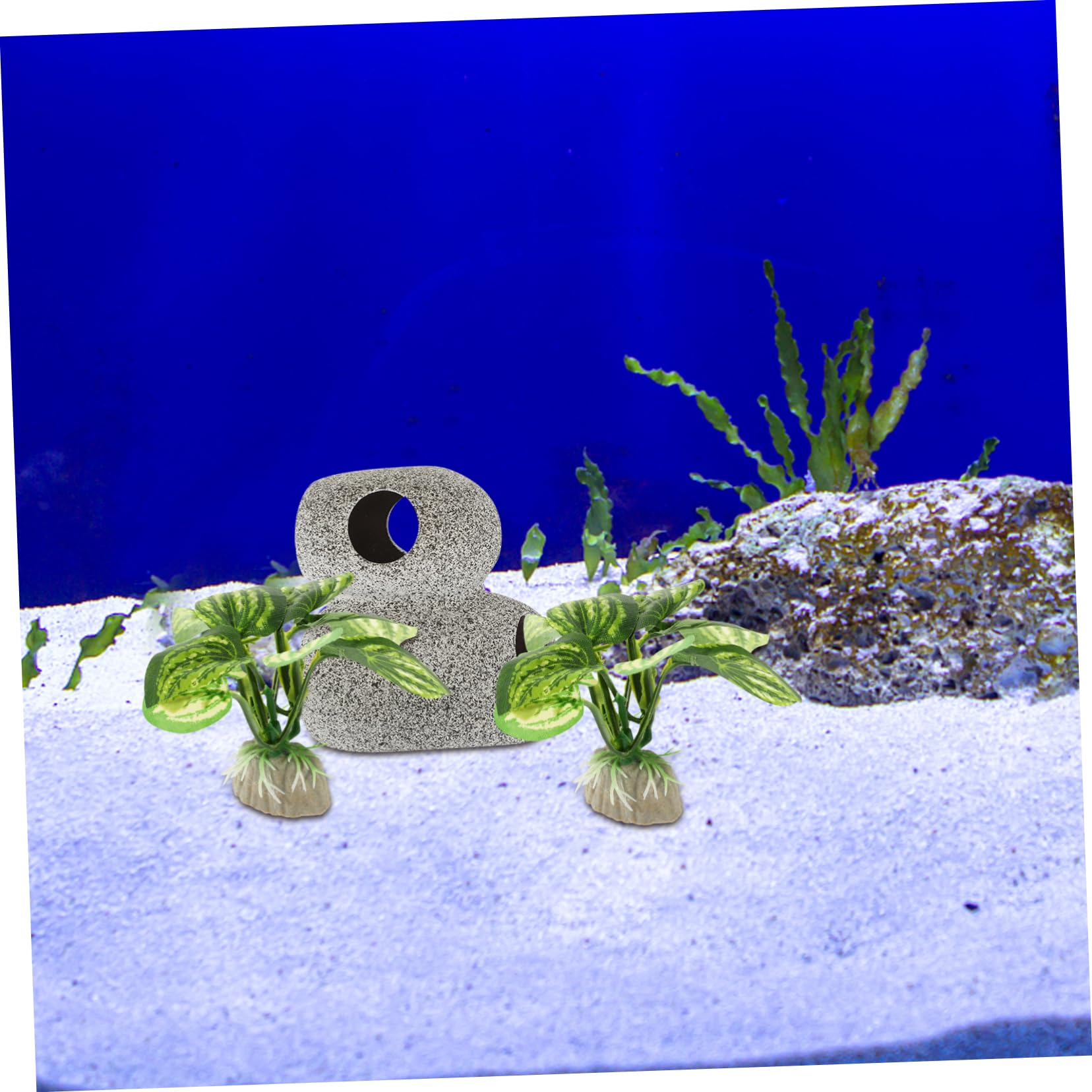 PRETYZOOM 2juegos Decoración De Acuario Cueva y Plantas Falsas Set De Ornamentos para Peceras y Terrarios Accesorios Acuáticos para Escondites De Peces y Camarones