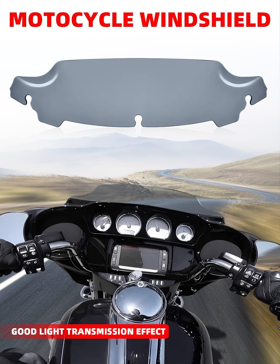 Amazicha 4.5" Smoke Tint Windshield Windscreen Wind Splitter 14-later Compatible for Harley Touring Electra Street Glide 2014 2015 2016 2017 2018 2019 2020 2021 2022 2023