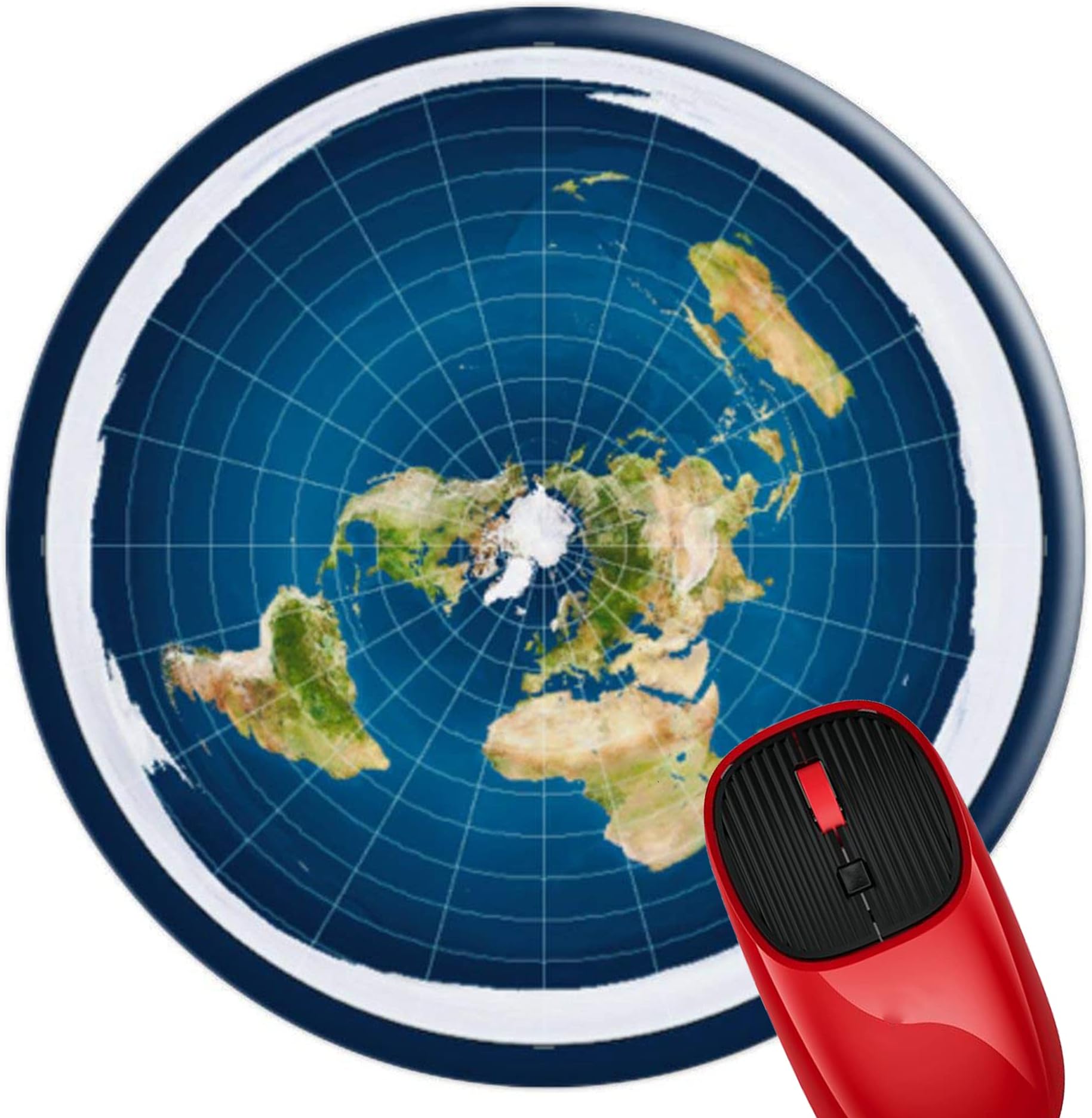Mouse Pad Flat Earth Map Model, Premium-Textured Mouse Mat with Non-Slip Rubber Base, Cute Round Mousepad for Laptop Computer Office Desk Accessories,7.9 inch