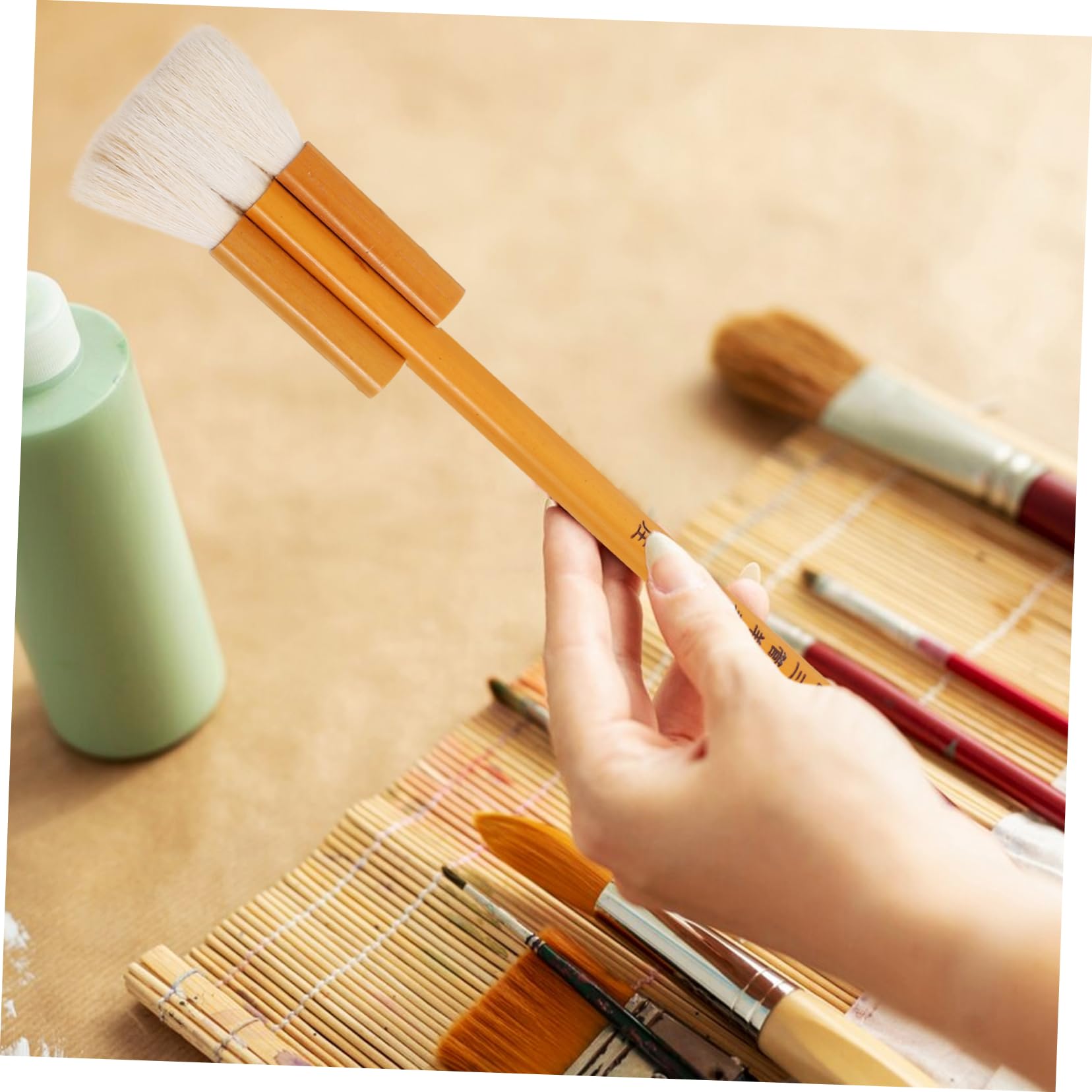 DOITOOL 5 Piezas cepillo de lana brocha cepillo de arte doméstico pequeño pintar de pintura conveniente pincel de dibujo portátil de arte escolar pincel multifunción bambú