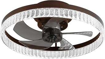 Modern Flush Mount LED Fan Light, Semi Flush Mount Low Profile Fan, 20" Modern Ceiling Fans with Lights and Remote, Fandelier Ceiling Fan for Bedroom, Kitchen, Living Room